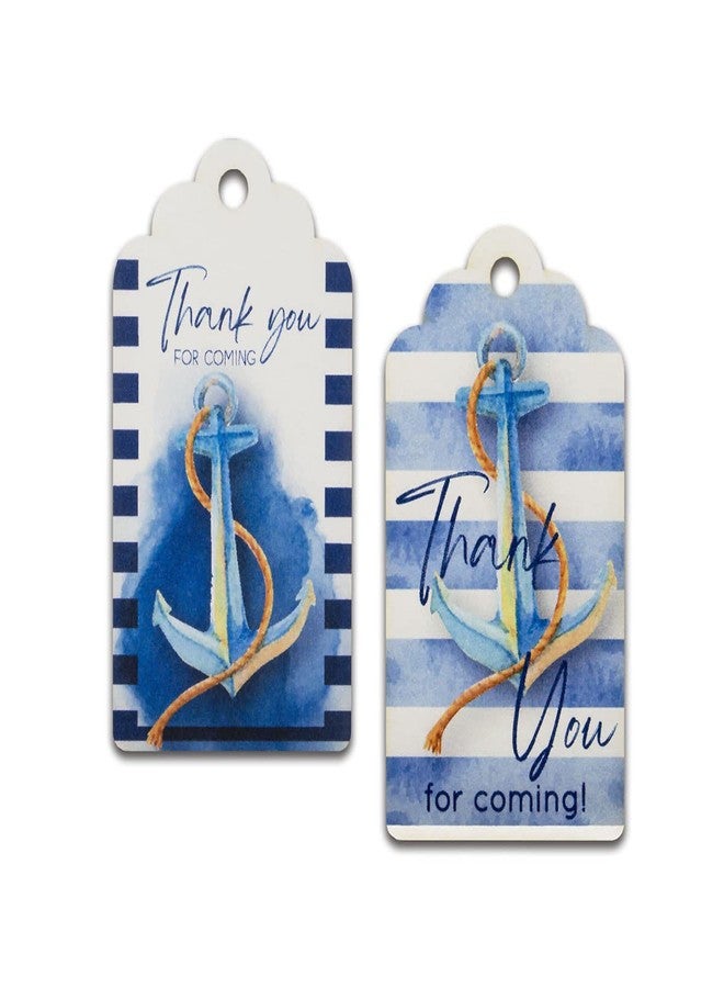 Summer-Ray.com Summer-Ray 50pcs Royale Thank You for Coming with Anchor Watercolor Nautical Theme Party Favor Gift Tags (Partial Stripes) - Image 5